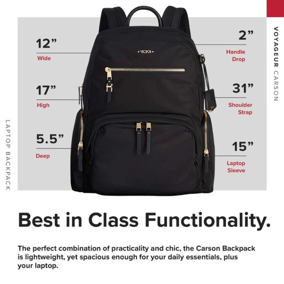 New TUMI Voyageur Carson Laptop Backpack 15 Inch Computer - Picture 3 of 11